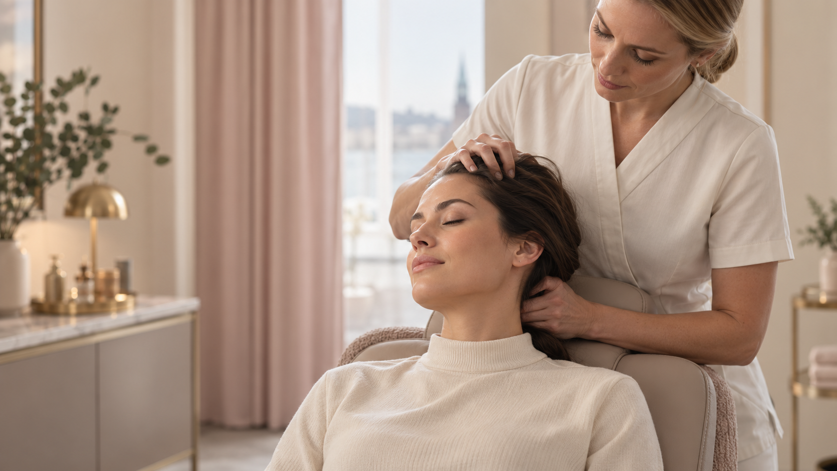 Avkopplande huvud- och nackmassage hos Beautylounge Stockholm